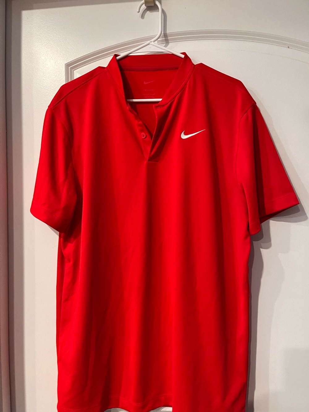 Nike Red Short-Sleeve Polo with White Swoosh
